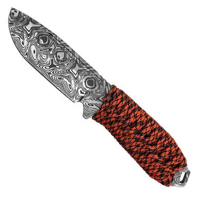 Takumitak Takumi Orange Paracord Wrapped Handle Damascus Acid