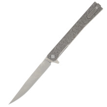Ocaso Knives Solstice Titanium Scroll 3.5in Plain Satin Straight Back