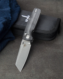 Bestech Knives Slasher Folding Knife 3.07in Plain Stonewash Sheepsfoot BG43A-1