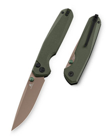 Bestech Knives Bestechman Velix Folding Knife Bronze PVD/OD Green G-10 BMK07G