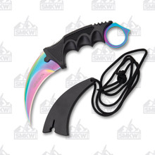 WarTech Tactical Fixed Blade Neck Knife 2.5in Karambit Rainbow