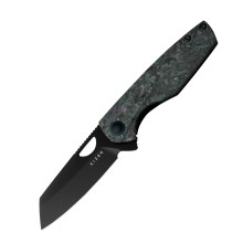 Kizer Sparrow Folding Knife Fat Carbon Medusa-Ti Black 3.25In Plain Edge Blade KI3628A3
