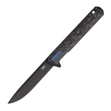TEKTO F2 Bravo Gray 3.3 Inch Plain Black Drop Point Blue Accents TKF2R-CCBK-D2BK1-A2