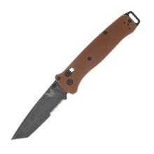 BENCHMADE BAILOUT BATTLEWASH CPM-MAGNACUT TANTO PART SERRATED BLADE BURNT COPPER 6061-TI HANDLE