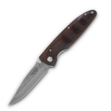 Mcusta MC-1 Classic Wave Folding Knife Ironwood 3.25in Damascus Clip Point