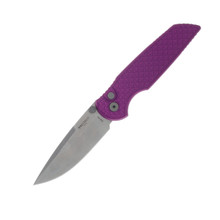 Pro Tech TR-3 Integrity Thumbstud Manual Relic Textured Purple Handle Stonewashed S35VN Double Thumbstuds INT105-PURPLE