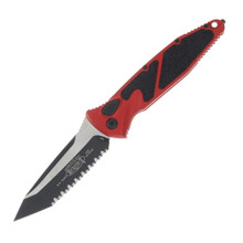 Microtech Knives Socom Elite Auto Red 4.05in Black Full Serrated Tanto AUMT161A3RD