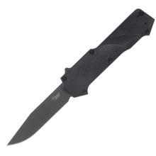 HOGUE Compound 3.5" Sig Tactical Out the Front Automatic Clip Point Blade Grey Finish G10 Solid Black - Sig Medallion AUHG36032