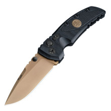 HOGUE EX-01 3.5" Sig Emperor Scorpion Folder Drop Point Blade FDE PVD G-10 Frame - Solid Black - FDE Sig Medallion HG36170