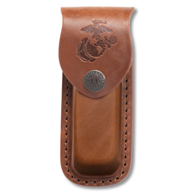 Case XX USMC Brown Leather Sheath - Medium CA13210 - Smoky