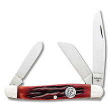 Bear & Son 4 Inch Red Stag Bone Large Stockman Folding Knife BRCRSB47