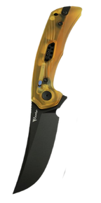 REATE PL-7 Folding Knife Yellow 3.5 Inch Plain Black PVD Drop Point REPL7-8