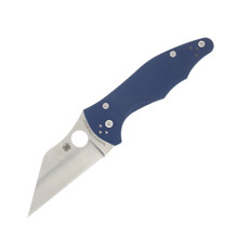 Spyderco Yojimbo 2 Folding Knife Blue 3.2 Inch Plain Satin Wharncliffe SPC85GPCBL2