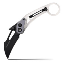 Hightron Knives Glaclaw Folding Knife White-Black 3.94 Satin Clip Point HT02WHE