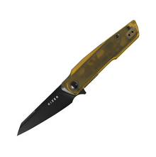 Kizer Skinner Yellow PEI 3.32 Inch Plain Black PVD Reverse Tanto