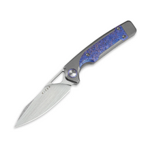 Kizer Ara Silver - Purple Snowflake 3.09 Inch Plain Brushed Drop Point KI3729A3