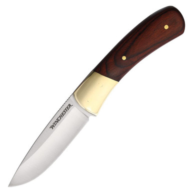 Winchester Classic Large Wood Fixed Blade Knife 4in Satin Drop