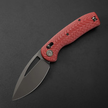 PETRIFIED FISH VIPER K110 GRAY STONWASHED BLADE RED TWILL CARBON FIBER HANDLE PFP13RCGAW