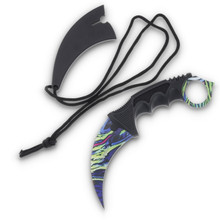 Neptune Trading Wartech Karambit Neck Knife 2.5in Plain Neon Marble Hawkbill NTYC9115R