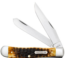 Case XX Burnt Amber Bone Rogers Jigged Bone Trapper Folding Knife