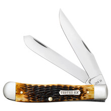 Case XX Burnt Amber Bone Rogers Jigged Bone Trapper Folding Knife CA51390