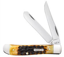 Case XX Burnt Amber Bone Rogers Jigged Bone Mini Trapper Folding Knife