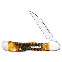 Case XX Burnt Amber Bone Rogers Jigged Bone CopperLock Folding Knife CA51392