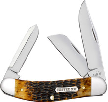 Case XX Burnt Amber Bone Rogers Jigged Bone Sowbelly Folding Knife