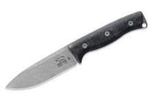 White River Ursus Fixed Blade 4.5 Inch Stonewashed Drop Point Black Burlap Micarta Handle WRUR45-BBL-MAG
