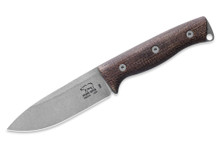 White River Ursus Fixed Blade 4.5 Inch Stonewashed Drop Point Natural Burlap Micarta Handle WRUR45-BNA-MAG