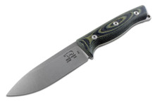 White River Ursus Fixed Blade 4.5 Inch Stonewashed Drop Point Black-OD Green Burlap Micarta Handle WRUR45-LBO-MAG