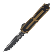 Microtech Scarab II GEN III T-E Black Full Serrate Tan OTF Automatic 3.95In. AUMT12793TA