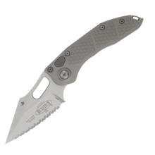 Microtech Stitch Auto S-E Stonewash Full Serrate Natural Clear 3.75In. AUMT16912NC
