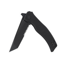 OKNIFE Sentry L2 Tactical Folding Knife Partial Serrated Black SENTRYL2BK