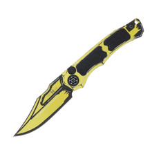 Heretic Knives Wraith Auto Bowie Cel Shade Yellow 3.75In. OTS Bowie H002-CS-YW