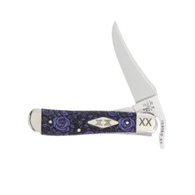 Case XX Special Edition Ultraviolet Bone Rose-Patterned with Engraved Bolsters RussLock Folding Knife CA12507R