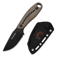 Kizer Hare Halloween 2025 Brown Micarta & Black G-10 Handle/Black Stonewashed Nitro V with Pumpkin Sheath 1077HW1