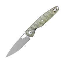 GiantMouse Knives G1 ACE REO Green 3.32in Plain Stonewash Drop Point GMREOGRNCANVASTIBACKSPACER