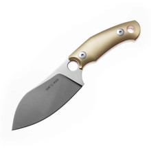 GiantMouse Knives G1 GMF1 XL Brass 3.38 Inch Plain Satin Sheepsfoot GMGMF1XLBRASS