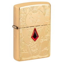 Zippo Lighter Lucky Cat High Polish Brass