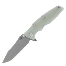 Hinderer 3.5 Eklipse Folding Knife Slicer Working Finish Battle Green Titanium/Translucent Green G-10 KEK35SLHOTWBGTG