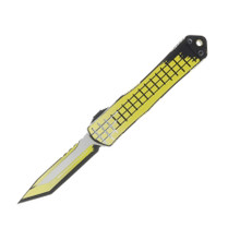 Heretic Manticore S OTF Automatic Knife Grenade Grip Cel-Shaded Yellow Magnacut Tanto H023F-CS-YW