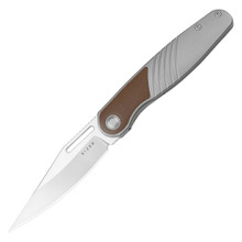 Kizer Raze Leather - Titanium 3.5 Inch Plain Stonewash Clip Point