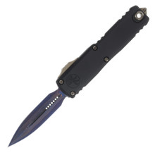 Microtech UTX-85 Gen III Marfione Select Baker Forge Coppermai Damascus/Hefted Alloy with Bronze and Blue Titanium AUMT123216MS2