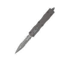 Microtech Dirac Delta OTF Automatic Knife Dual Partially Serrated Apocalyptic Dagger/Natural Clear Aluminum AUMT22511APNC