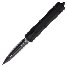 MICROTECH DIRAC DELTA D-E BLACK DOUBLE FULL SERRATE TACTICAL 3.8IN DAGGER AUMT227D3T