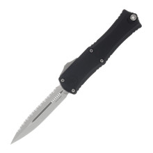 Microtech Mini Hera II OTF Automatic Knife Serrated Stonewash Dagger/Black AUMT1702M12