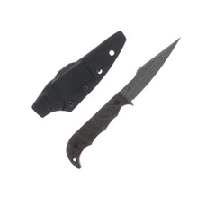 Half Face Blades Senator Fixed Blade Red/Black Canvas Micarta with Carbon Fiber Accents HFSENRDBKCM