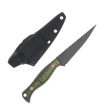 Half Face Blades Congressman Fixed Blade Knife Carbon and Copper Mesh/Micarta with Rubber and Green Resin HFCCCMRMGR