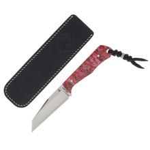 Jack Wolf Collusion Fixed Blade Knife Satin S90V/Red Abalone COLLU-01-RED-ABALONE